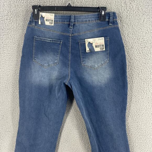 Royalty For Me Jeans Womens 14P x26 Blue Ankle High-Rise Skinny Petite Rip Tear - Picture 10 of 15